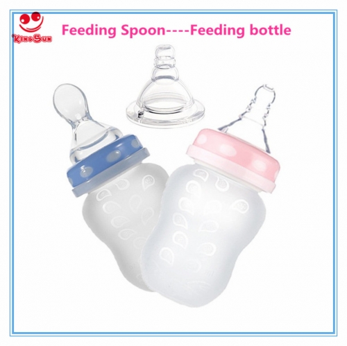 BPA Free 180ml Silicone Baby Bottle with Feeding Spoon