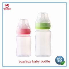 Food Grade Wide Neck Plastic Baby Feeding Bottle With Silicone Nipple