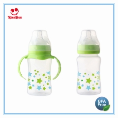 Food Grade Wide Neck Plastic Baby Feeding Bottle With Silicone Nipple