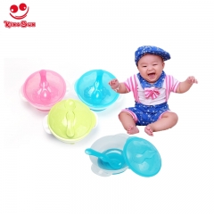 Plastic Baby Feeding Suction Bowls with Spoon