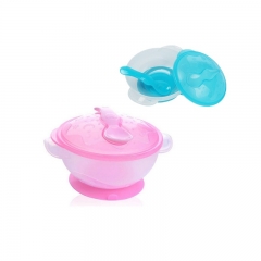 Plastic Baby Feeding Suction Bowls with Spoon