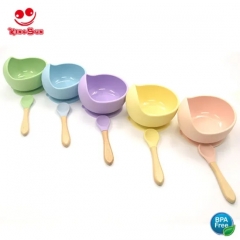 Food Grade Silicone Baby Feeding Suction Bowl with Spoon