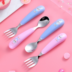 Printed Pattern Stainless Steel Baby Spoon Fork Set