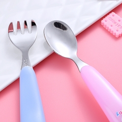 Printed Pattern Stainless Steel Baby Spoon Fork Set