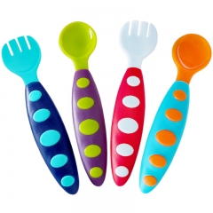 Colorful Plastic Baby Feeding Spoon Fork Set