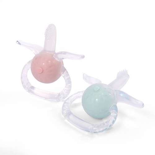 High Quality Liquid Silicone Baby Teether with Brush