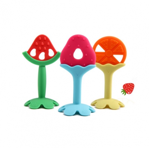 Standable Food Grade Fruit Silicone Baby Teether