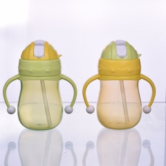 280ml Wide Neck PP Straw Water Bottle with Handles