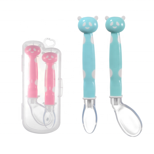 2pcs Panda Silicone Feeding Spoon Set with Storage Case