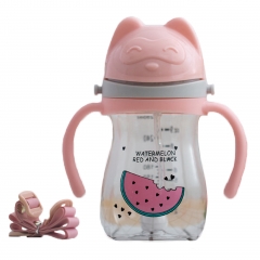 350ML Muti-function Plastic Cartoon Baby Drinking Water Bottle Training Cup