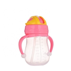 280ml Wide Neck PP Straw Water Bottle with Handles