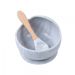 Food Grade Silicone Baby Feeding Suction Bowl with Spoon