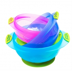 3pcs Colorful Baby Feeding Suction Bowls with Caps