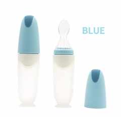 Silicone Squeeze Baby Feeding Spoon with Suction Base 120ml