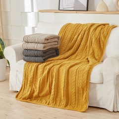 Acrylic Cable Knit Sherpa Throw Blanket