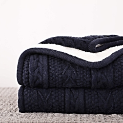 Acrylic Cable Knit Sherpa Throw Blanket