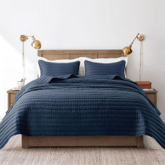 Washed Brushed Microfiber Quilt with Quilted Embroidery