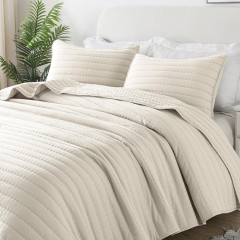 Washed Brushed Microfiber Quilt with Quilted Embroidery