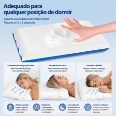 Travesseiro Nuvem de Espuma Viscoelástica com Design Ergonômico e Suporte Cervical – BP Bedding