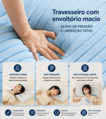 Travesseiro Nuvem Cervical de Espuma Viscoelástica com Design Curvo em Formato B – Suporte Ergonômico para Sono Confortável | BP Bedding