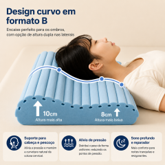 Travesseiro Nuvem Cervical de Espuma Viscoelástica com Design Curvo em Formato B – Suporte Ergonômico para Sono Confortável | BP Bedding