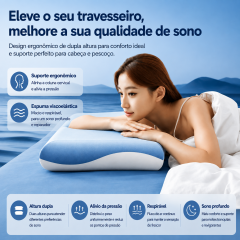 Travesseiro Nuvem de Espuma Viscoelástica com Design Ergonômico – Suporte Cervical e Conforto para Todas as Posições de Sono | BP Bedding