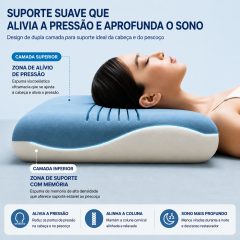 Travesseiro Nuvem de Espuma Viscoelástica com Design Ondulado – Suporte Ergonômico para Cabeça e Pescoço | BP Bedding