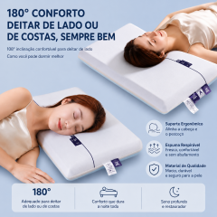 Travesseiro Nuvem de Espuma Viscoelástica com Dupla Camada – Suporte Ergonômico e Conforto para Dormir | BP Bedding