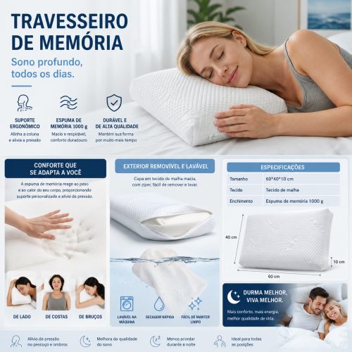 Travesseiro de espuma viscoelástica
