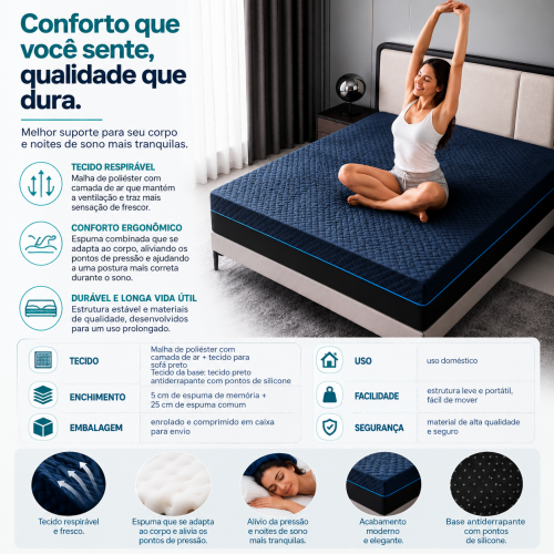Colchão de espuma viscoelástica de 30 cm