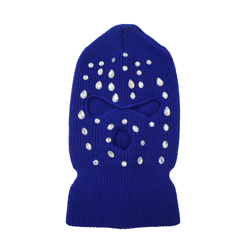 High Quality Wholesale Handmade Design Your Own Crystal Ski Mask 3 Hole Bling Bling Neon Balaclava With Full Rhinestone | Sewingman