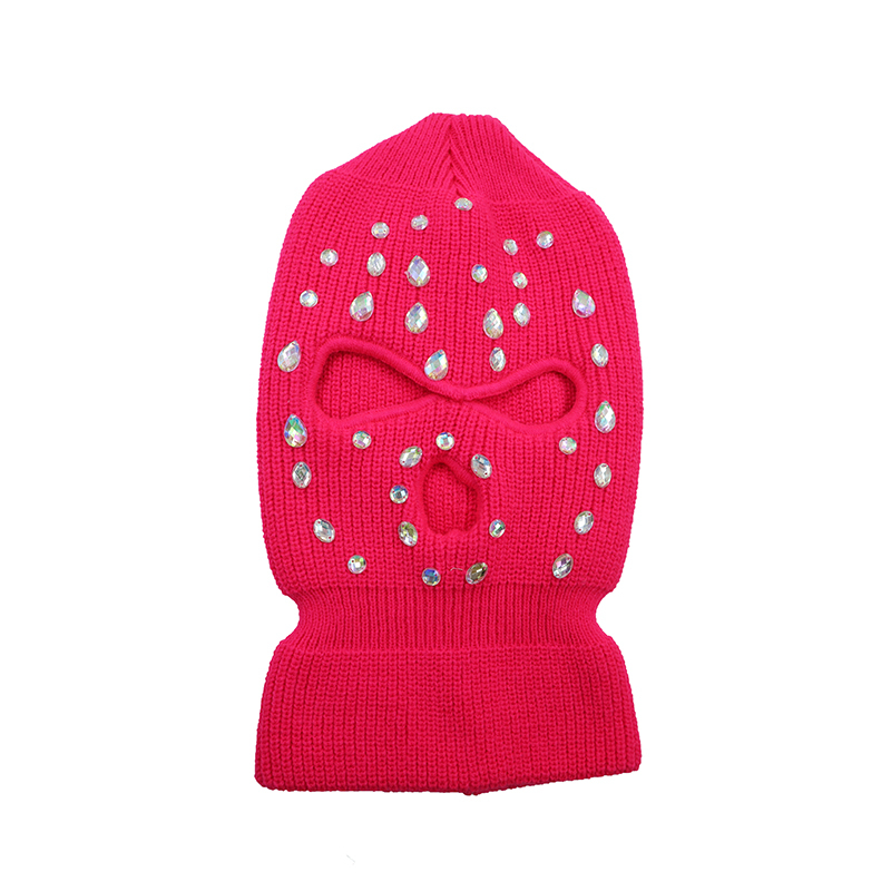 High Quality Wholesale Handmade Design Your Own Crystal Ski Mask 3 Hole Bling Bling Neon Balaclava With Full Rhinestone | Sewingman