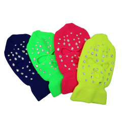 High Quality Wholesale Handmade Design Your Own Crystal Ski Mask 3 Hole Bling Bling Neon Balaclava With Full Rhinestone | Sewingman