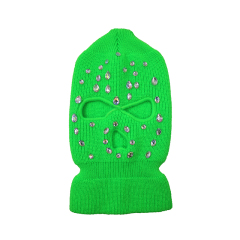 High Quality Wholesale Handmade Design Your Own Crystal Ski Mask 3 Hole Bling Bling Neon Balaclava With Full Rhinestone | Sewingman
