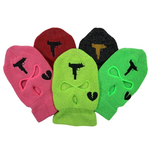 High Visible Functional Custom Embroidery Reflective Safety Full Face Cover Ski Mask Three Hole Balaclava Knit Hat | Sewingman