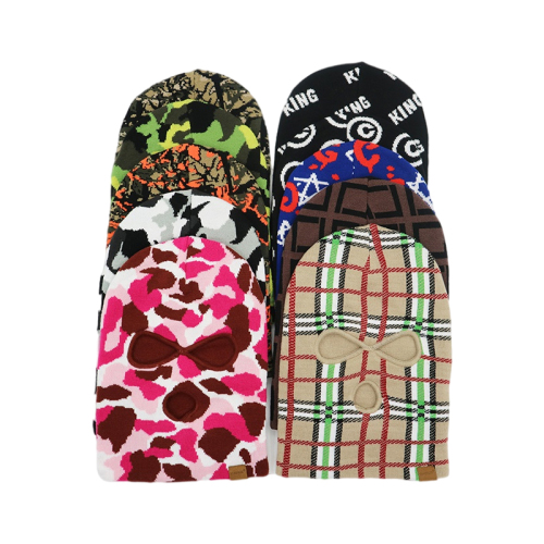 Custom Camo Jacquard Pattern Knit Ski Maks 3 Hole Full Face Cover Winter Balaclava Mask | Sewingman