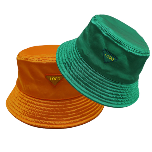 Womens Fashion High Quality Shiny Silk Satin Designers Custom Brand Name Embroidered Bob Sun Bucket Hats | Sewingman