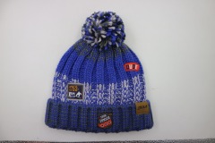 Brillent Ribbed Knit Pom Pom Winter Beanies Embroidery Hat with Patches All Over the Hat | Sewingman