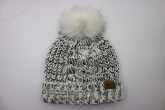 Wholesale Wool Mix Thick and Warm Knitted Beanie Hat with Faux Fur Pom Pom | Sewingman
