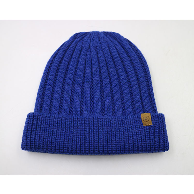 Colorful Ribbed Knitted Hats Girl Cap Winter Plain Beanies for Adult with Leather Label | Sewingman