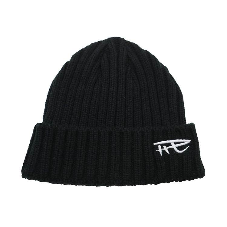 Bright Color Ribbed Knit Cuff Winter Hats Acrylic Embroidery Fisherman Beanie for Women | Sewingman