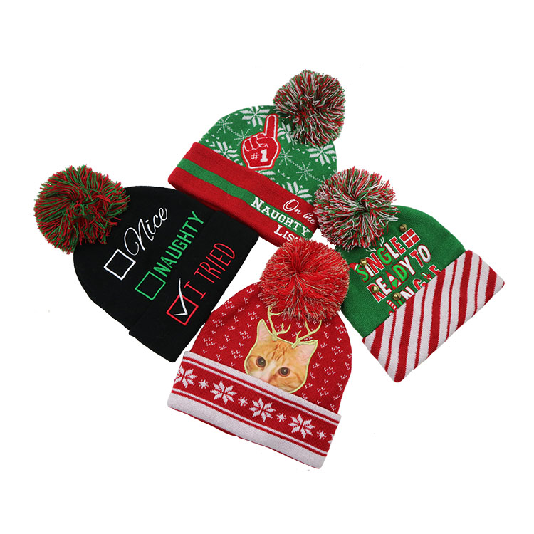 OEM/ODM Factory Sale Fashion New Products Customized Pet Patterns Knitted Christmas Hats for Adults | Sewingman