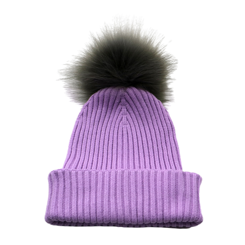 Warm Soft Winter Custom Ribbed Knitted Beanie with Faux Fur Pom Pom for Women | Sewingman