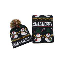 High Quality Knitting Jacquard Christmas Hat and Scarf 2 Pieces Set | Sewingman