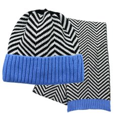 Herringbone Knitted Beanie And Scarf Set
