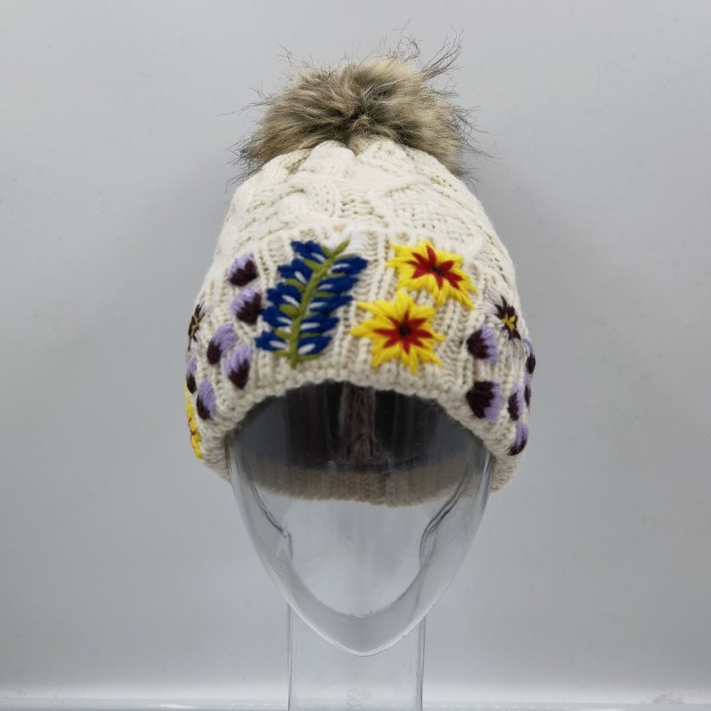 Handmade Flower Winter Beanie For Women