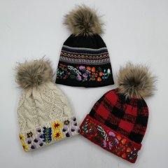 Handmade Flower Winter Beanie For Women
