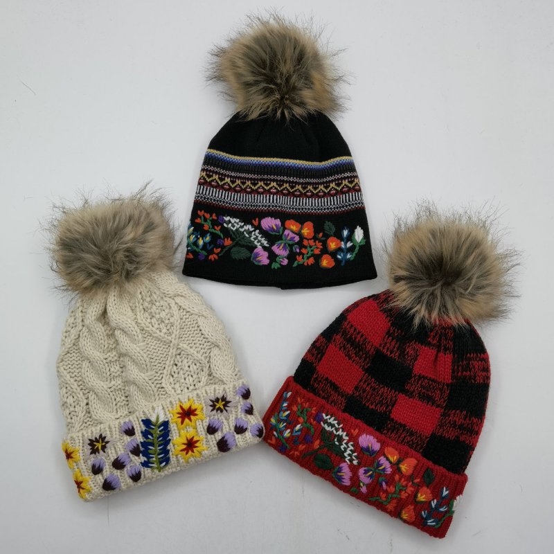 Handmade Flower Winter Beanie For Women