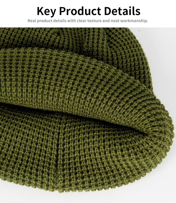 Waffel Knit Cuffed Winter Beanie