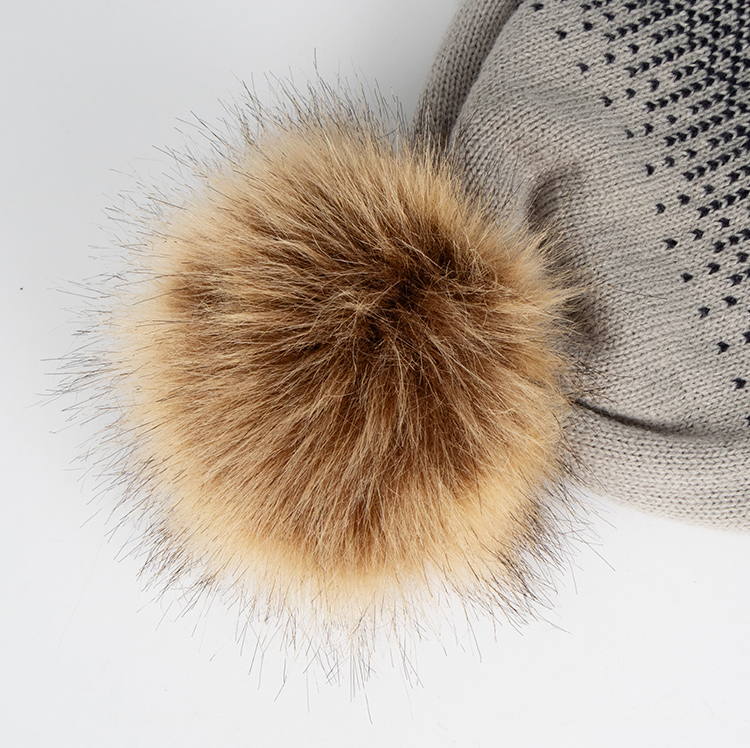 Acrylic Jacquard Knitted Pom Pom Beanie
